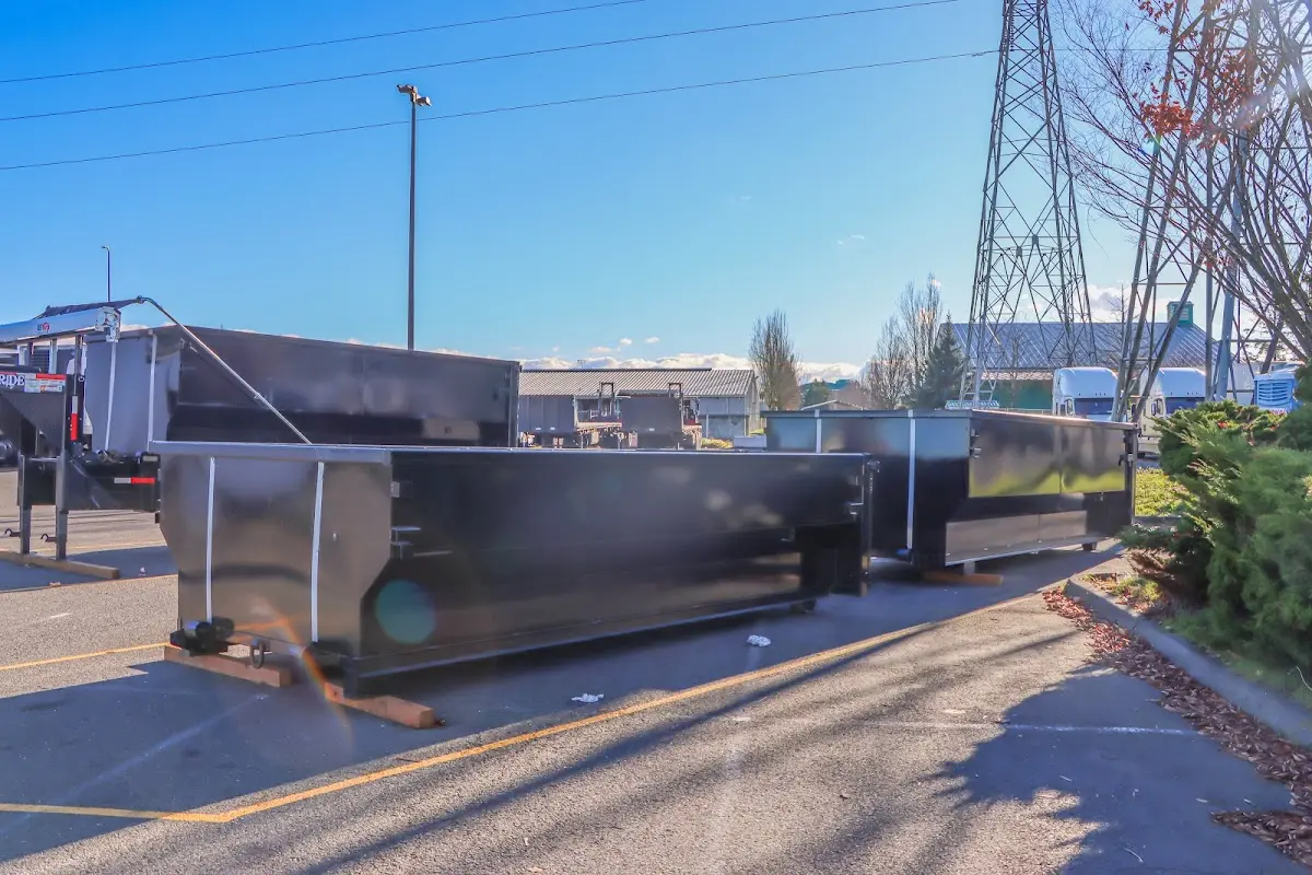 Roll-off dumpster ready for waste disposal at job site for 3 Yard Dumpster Rental in Summit